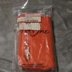 Thirty-One Orange Pebble Slim Wallet